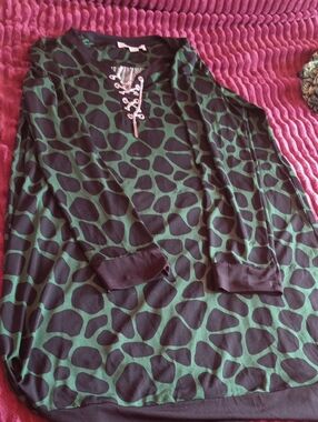 MICHAEL Michael Kors Green and Black Spot Print Dress